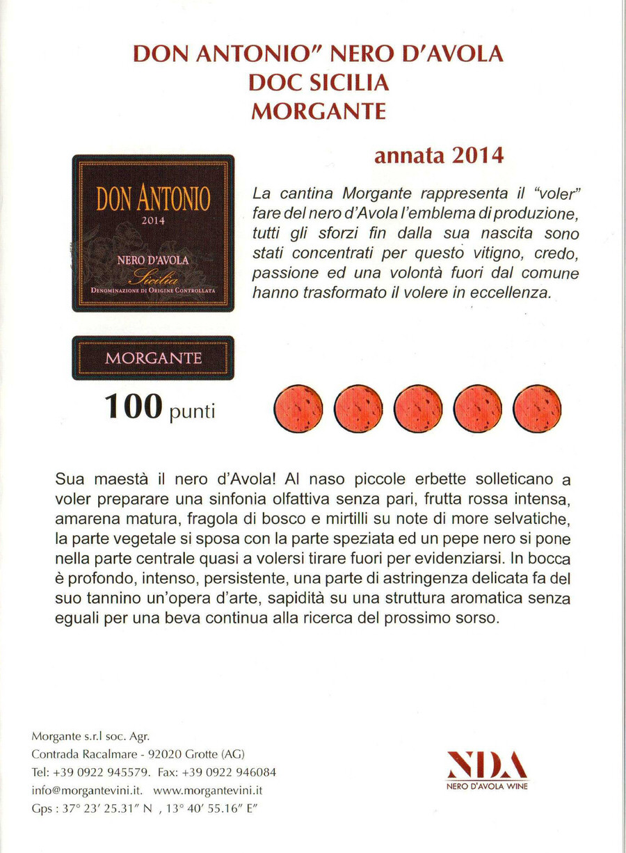 Articolo Nero d'Avola wine Don Antonio